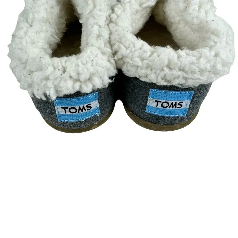 Toms Gray Fleece-Lined Toddler Pull On Loafers Non-Slip Sole Unisex Toddler Sz 5